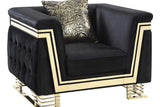 Ashton Black Gold Upholstered Living Room Set