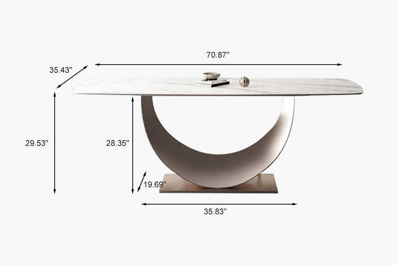 71" Faux Marble Top Dining Table