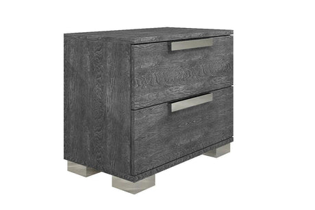 Sarah Grey Contemporary Solid Wood High Gloos Lacquer LED Panel Bedroom Set - Ella Furniture