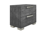 Sarah Grey Contemporary Solid Wood High Gloos Lacquer Metallic Accents 5-Drawers Chest - Ella Furniture