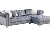 Yaz Grey Modern Contemporary Wood, Engineered Wood Velvet Tufted Sectional - Ella Furniture