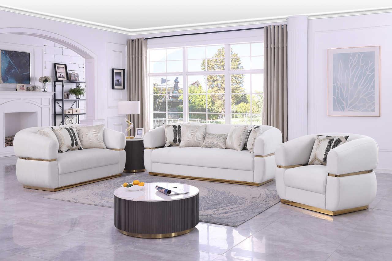 Carmela Cream Velvet Living Room Set