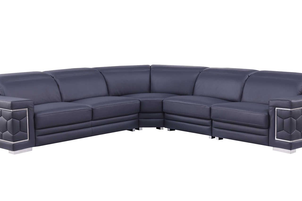Favo Dark Navy Leather Sectional