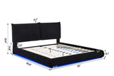 Zima Black LED Upholstered Platform King Bed