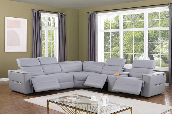 Nexus Light Blue Power Reclining Sectional