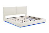 Zima White LED Upholstered Platform King Bed