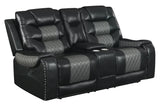 Phoenix Black Modern Contemporary Wood, Engineered Wood Faux Leather 3Pcs Reclining Set - Ella Furniture