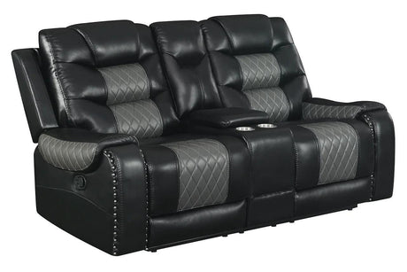 Phoenix Black Modern Contemporary Wood, Engineered Wood Faux Leather 3Pcs Reclining Set - Ella Furniture