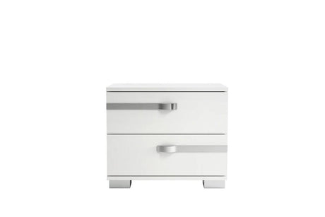 Dream Rombi White Modern Contemporary Marble Top Solid Wood 2-Drawers Nightstand - Ella Furniture