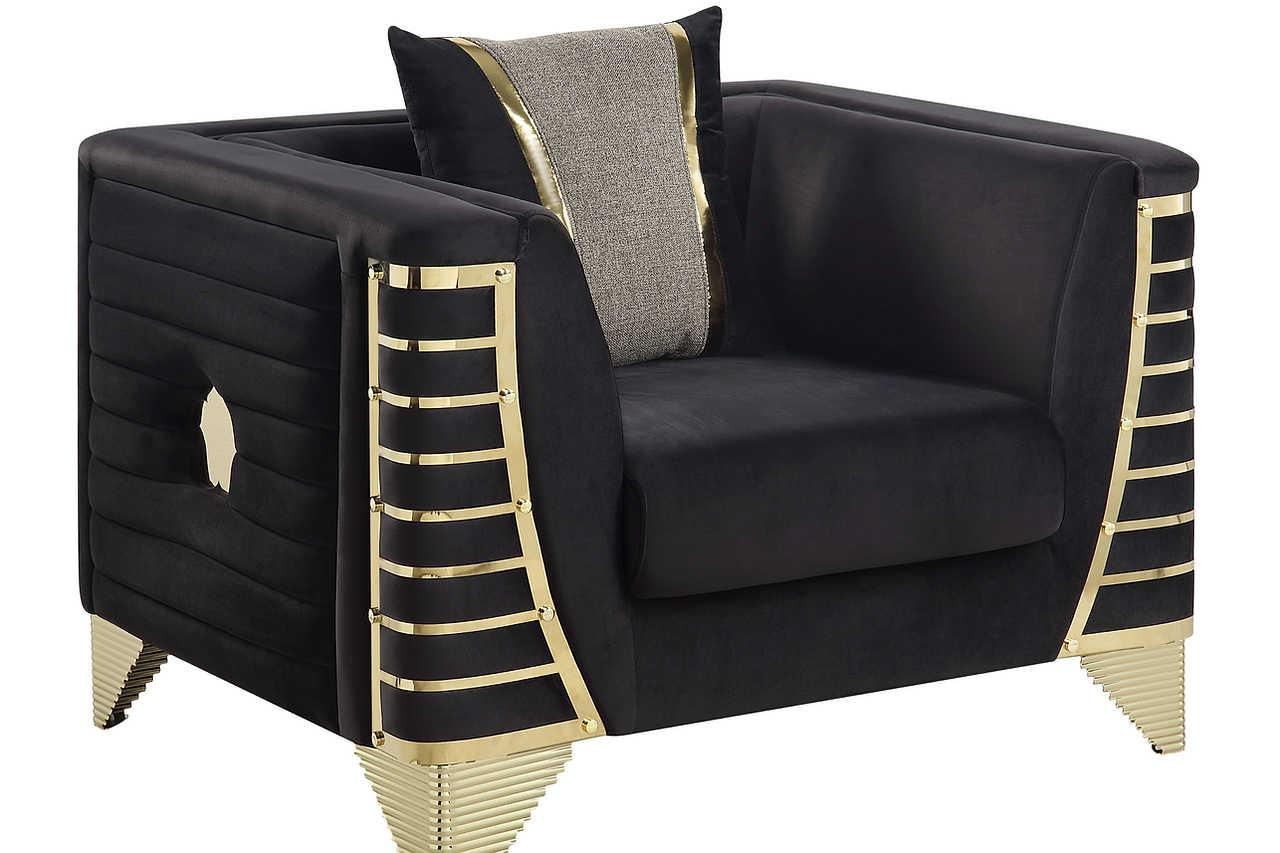 Donovan Black Velvet Living Room Set