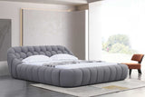 Bubbles Gray Upholstered Platform Queen Bed