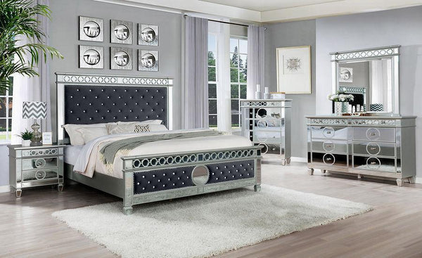Bella Gray Velvet Tufted Panel Bedroom Set