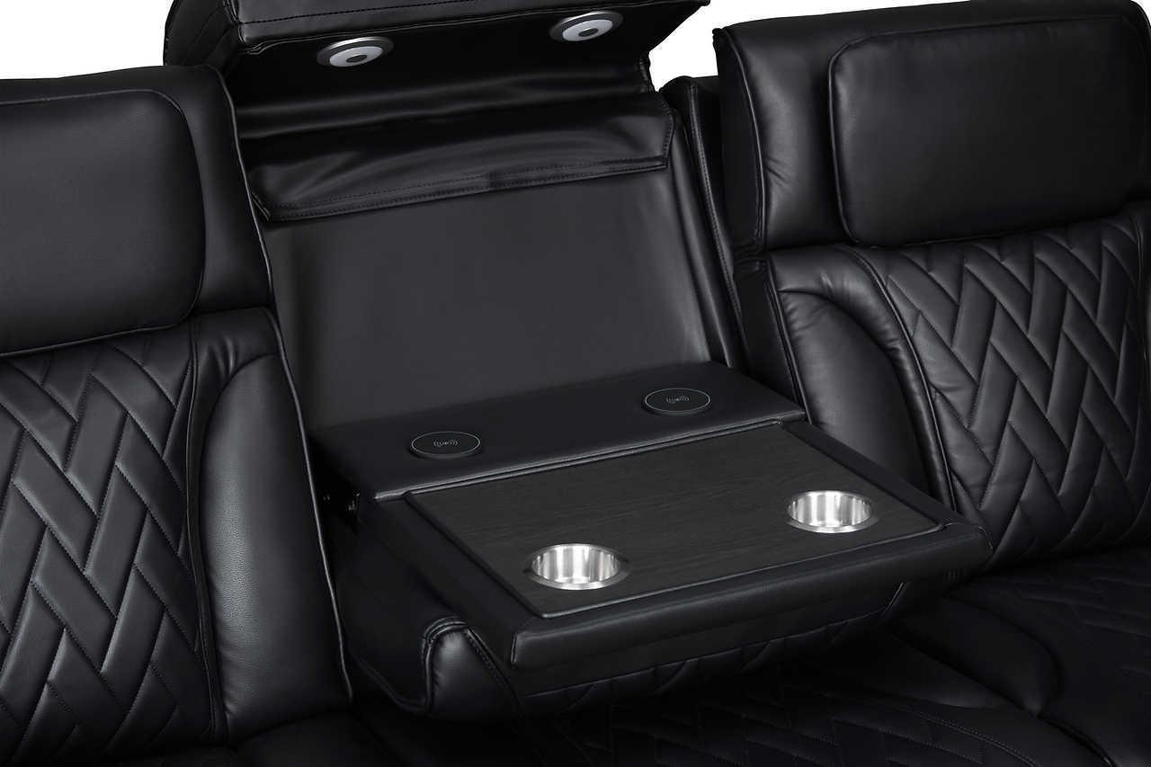 Skyline Black Leather 2-Piece Power Reclining Set