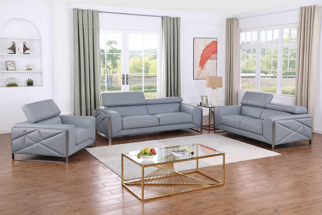 Giorgio Light Blue Leather Sofa