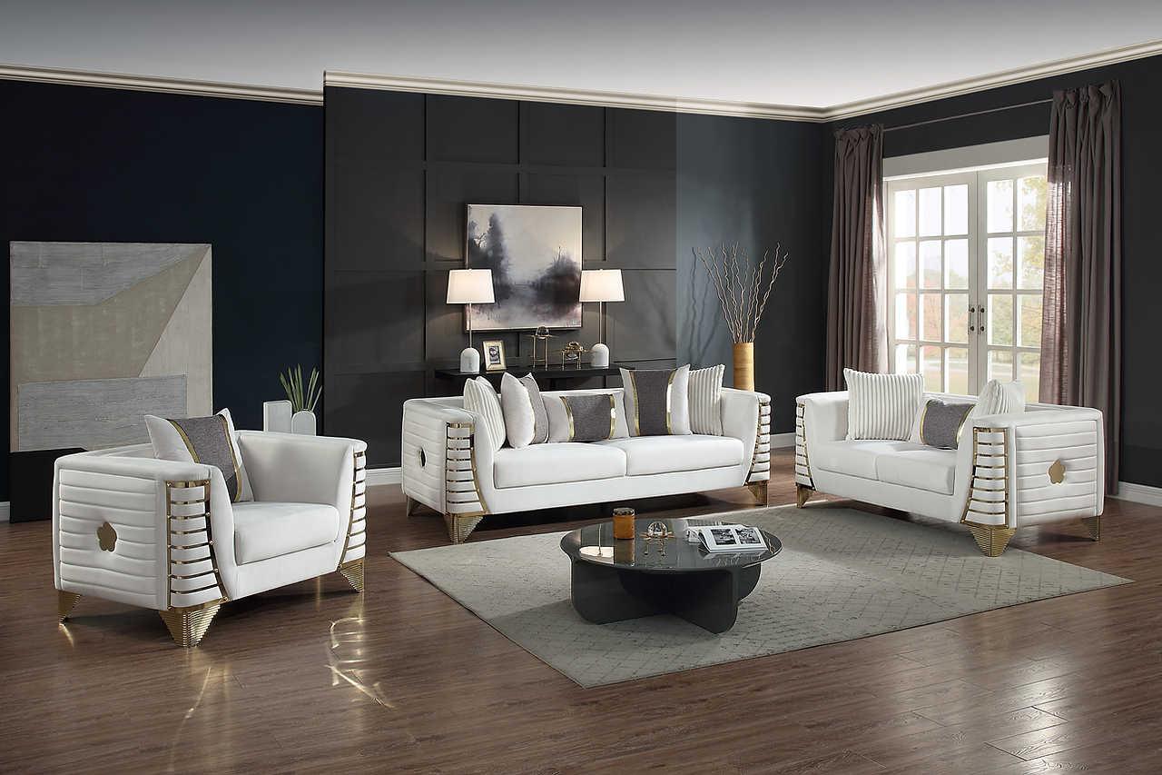 Donovan Cream Velvet Living Room Set