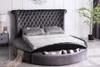 Lux Grey Modern Contemporary Solid Wood Velvet Upholstered Tufted Storage Queen Bed - Ella Furniture