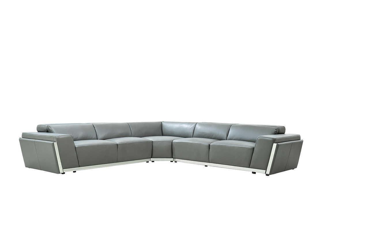 Domo Grey Leather Sectional
