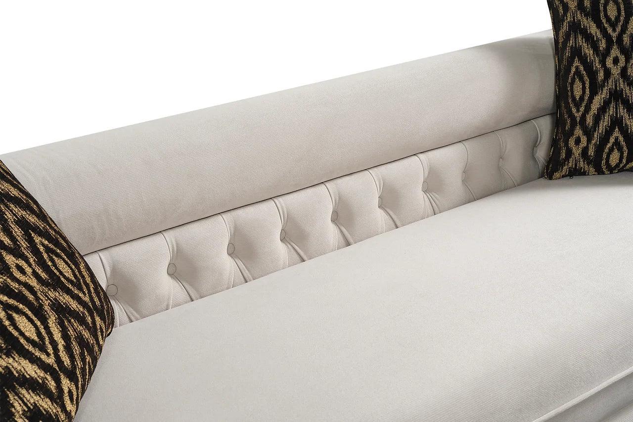 Brooklyn Cream Modern Contemporary Wood, Engineered Wood Fabric Tufted Sectional - Ella Furniture