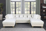 Jordan Ii Cream Modern Contemporary Wood, Engineered Wood Velvet Tufted Sectional - Ella Furniture
