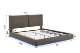 Zima Brown LED Upholstered Platform Queen Bed