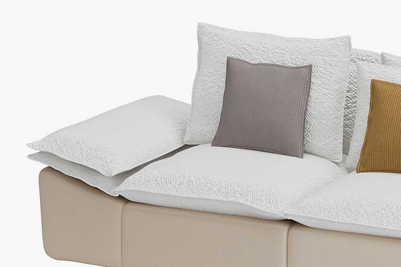 128.34'' Beige Velvet Seater Sofa