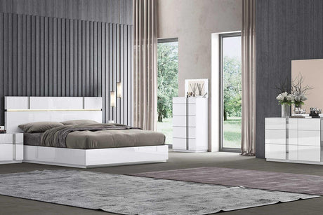Chloe White Gloss Modern King Bed - Ella Furniture