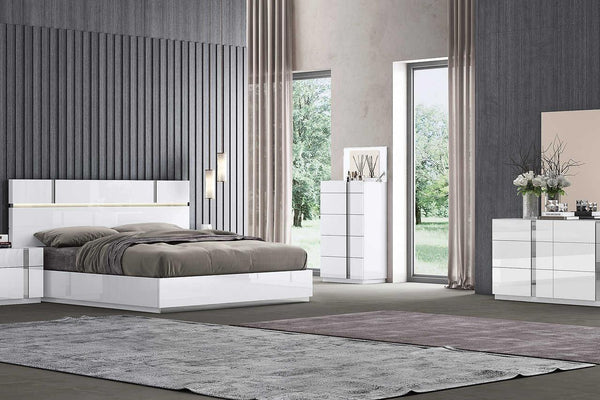 Chloe White Gloss Modern King Bed - Ella Furniture