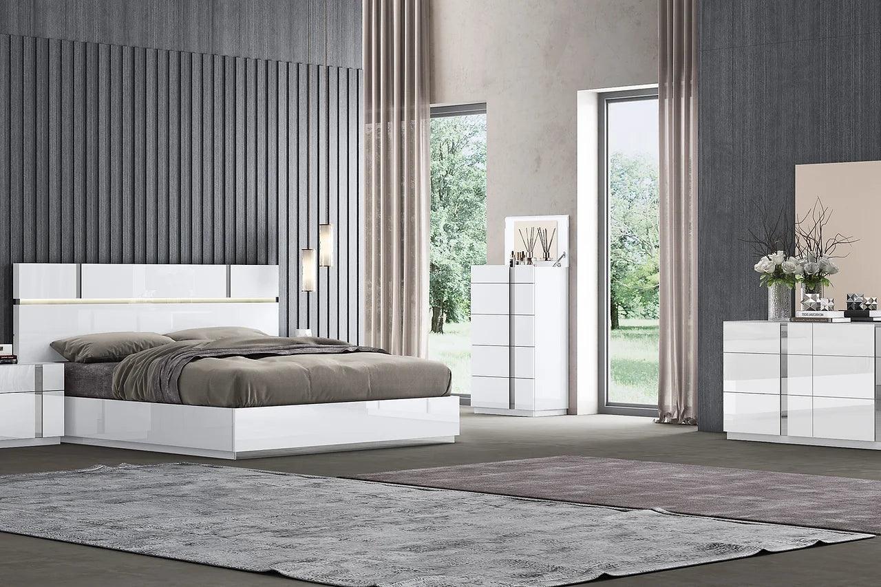 Chloe White Modern Contemporary High Gloss 5-Drawers Chest - Ella Furniture