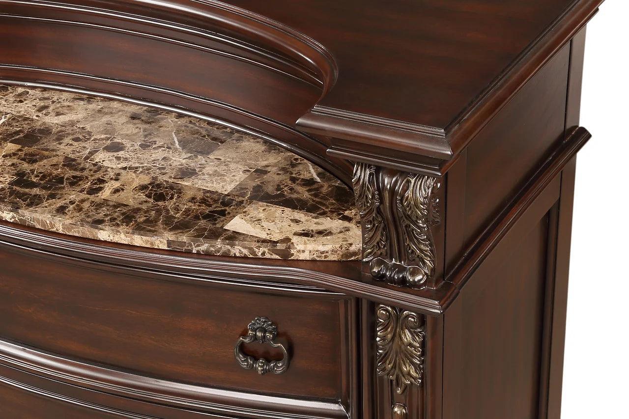 Castlefield Cocoa Bean Modern Wood Faux Leather Upholstered Tufted Sleigh Bedroom Set - Ella Furniture
