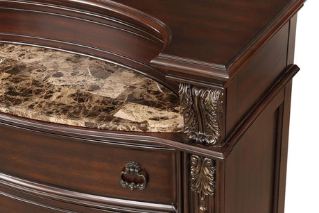 Castlefield Cocoa Bean Modern Wood Faux Leather Upholstered Tufted Sleigh Bedroom Set - Ella Furniture