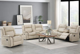 Lavon Cream Modern Contemporary Wood, Engineered Wood Faux Leather (3Pcs Livingroom Set) - Ella Furniture