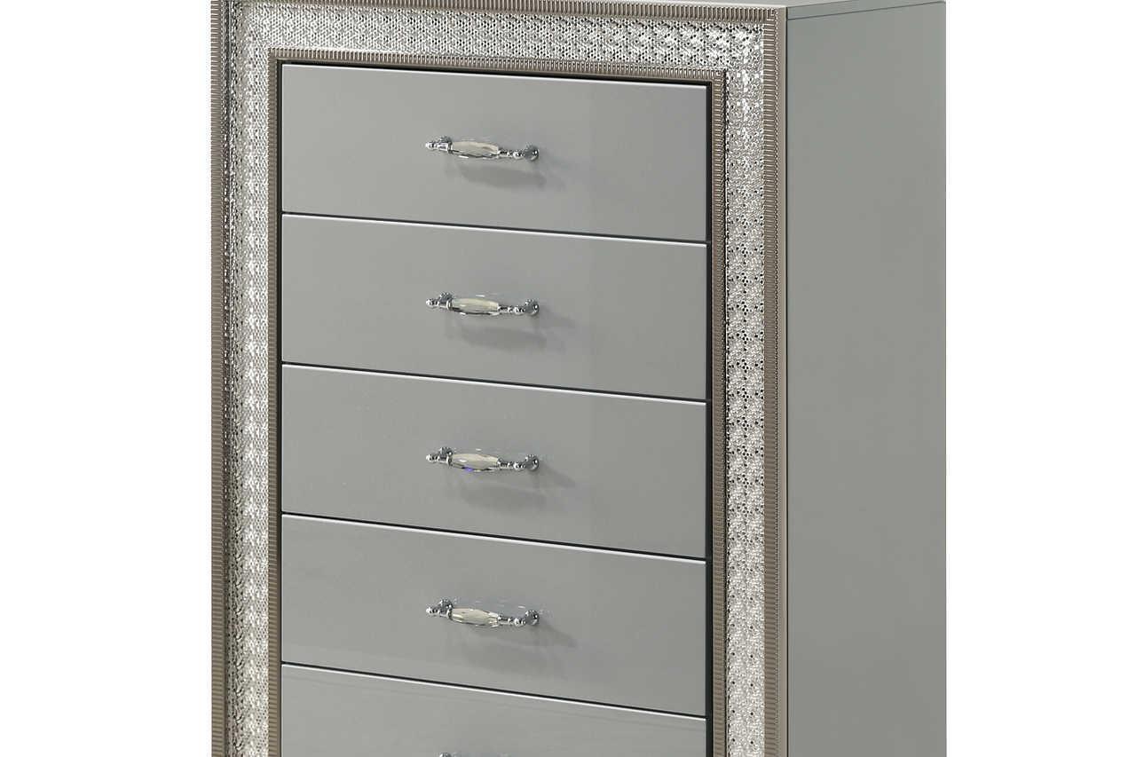 Dubai Metallic Silver LED Panel Bedroom Set