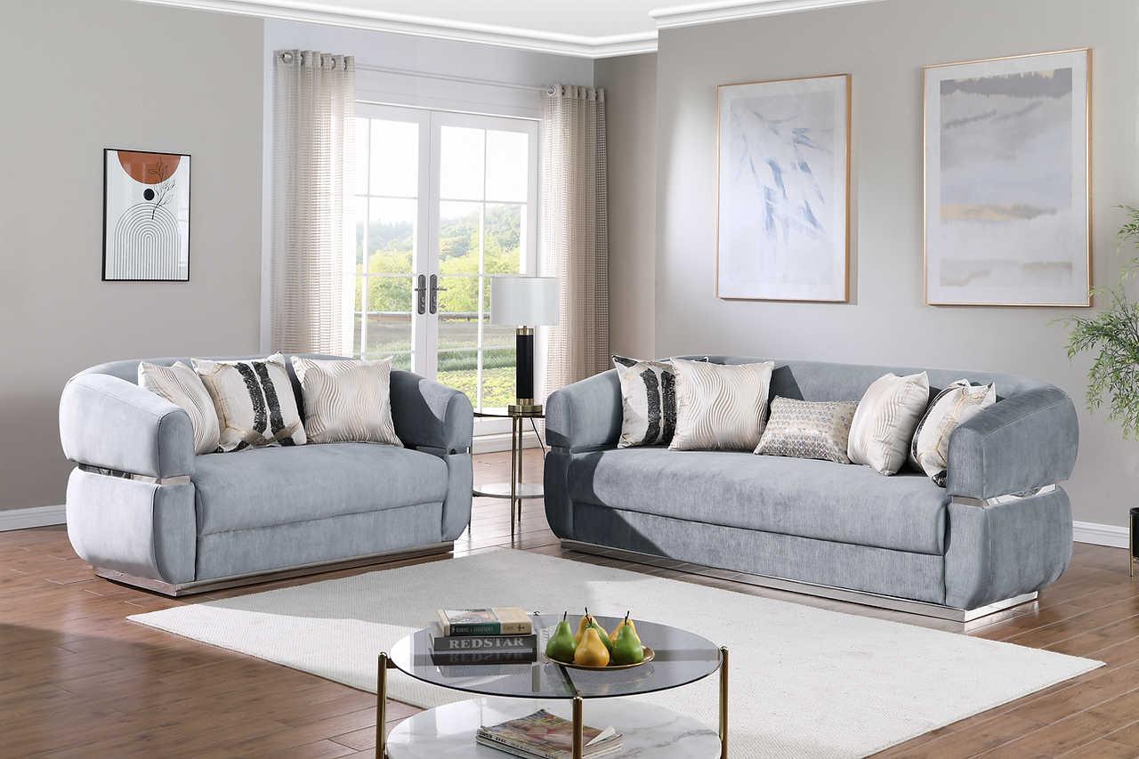 Carmela Grey Velvet Living Room Set