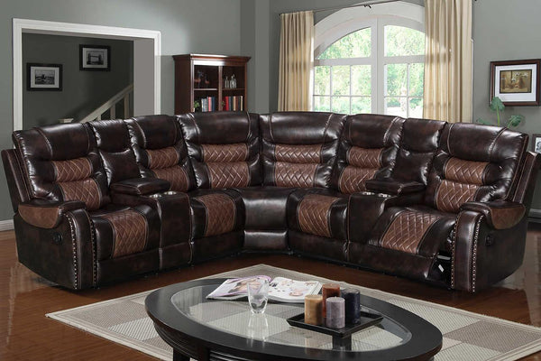 Phoenix II Brown Upholstered Reclining Sectional