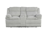 Mellow Grey Thick Stripe Fabric 3-Piece Reclining Set
