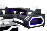 Matrix Black White Faux Leather Sectional