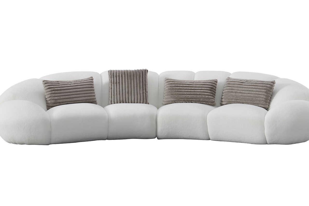 Big Cloud White Soft Fur Fabric Oversize Sectional