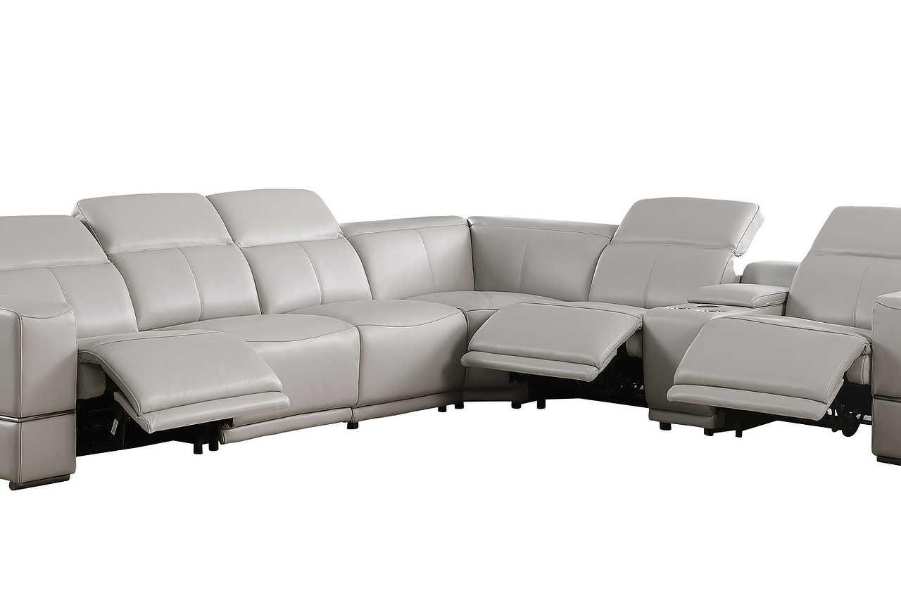 Franco Light Gray 7-Piece 3 Power Reclining Sectional