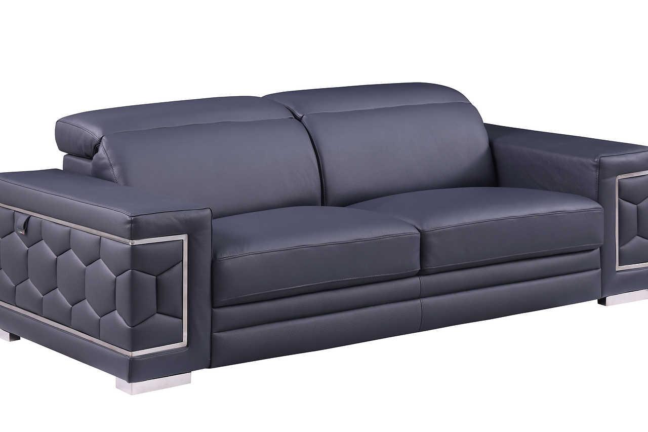 Favo Dark Navy Leather Living Room Set