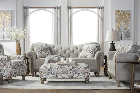 Sandstone Oyster Beige Modern Contemporary Wood, Engineered Wood Fabric Tufted Chair - Ella Furniture