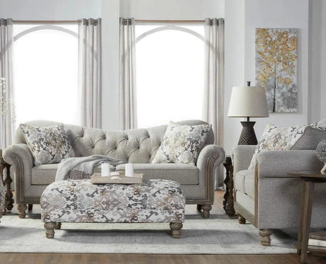 Sandstone Oyster Beige Contemporary Wood, Engineered Wood Fabric Tufted Sofa & Loveseat - Ella Furniture