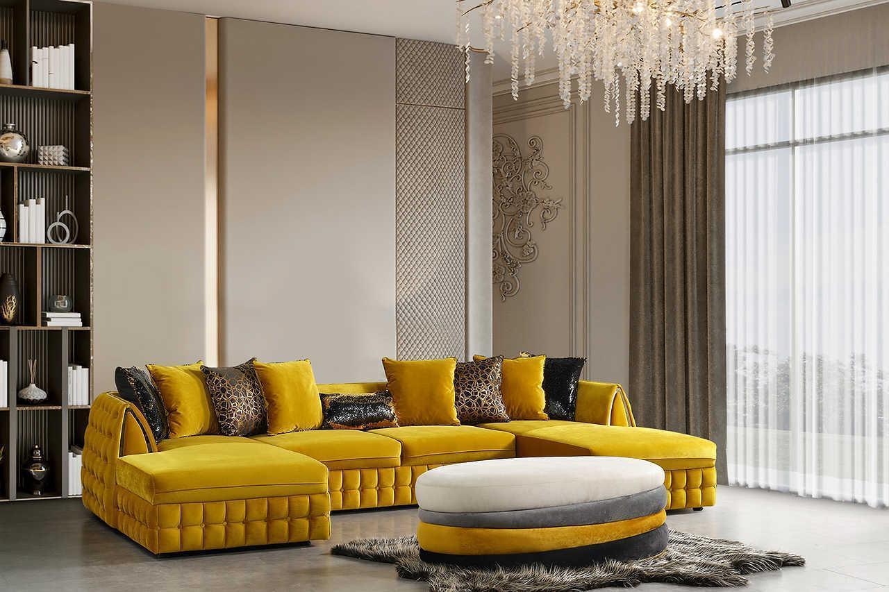 Sicilya Mustard Velvet Sectional