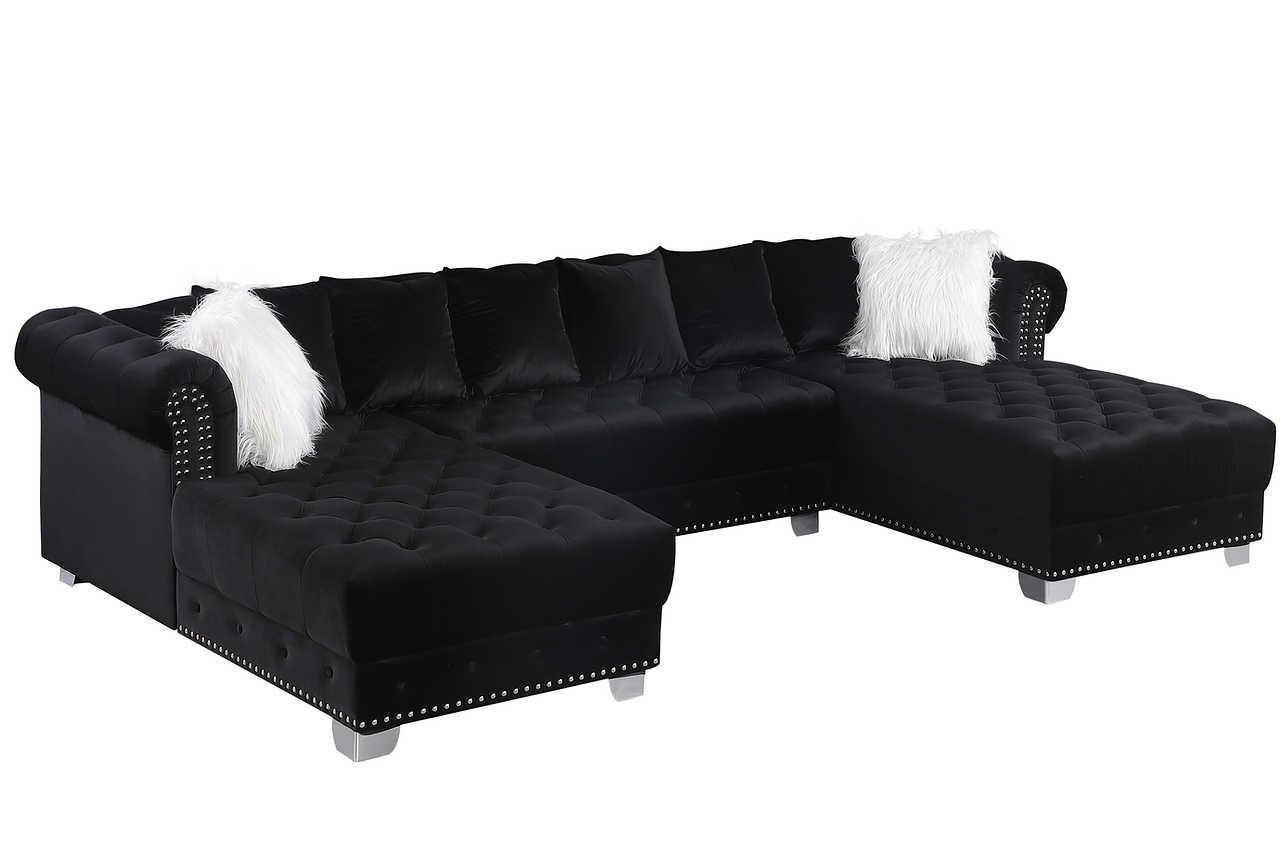 Jordan II Black Velvet Tufted Sectional
