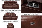 Rosewood Brown Wood Faux Leather (3Pcs Power Reclining Sofa, Loveseat And Recliner) - Ella Furniture