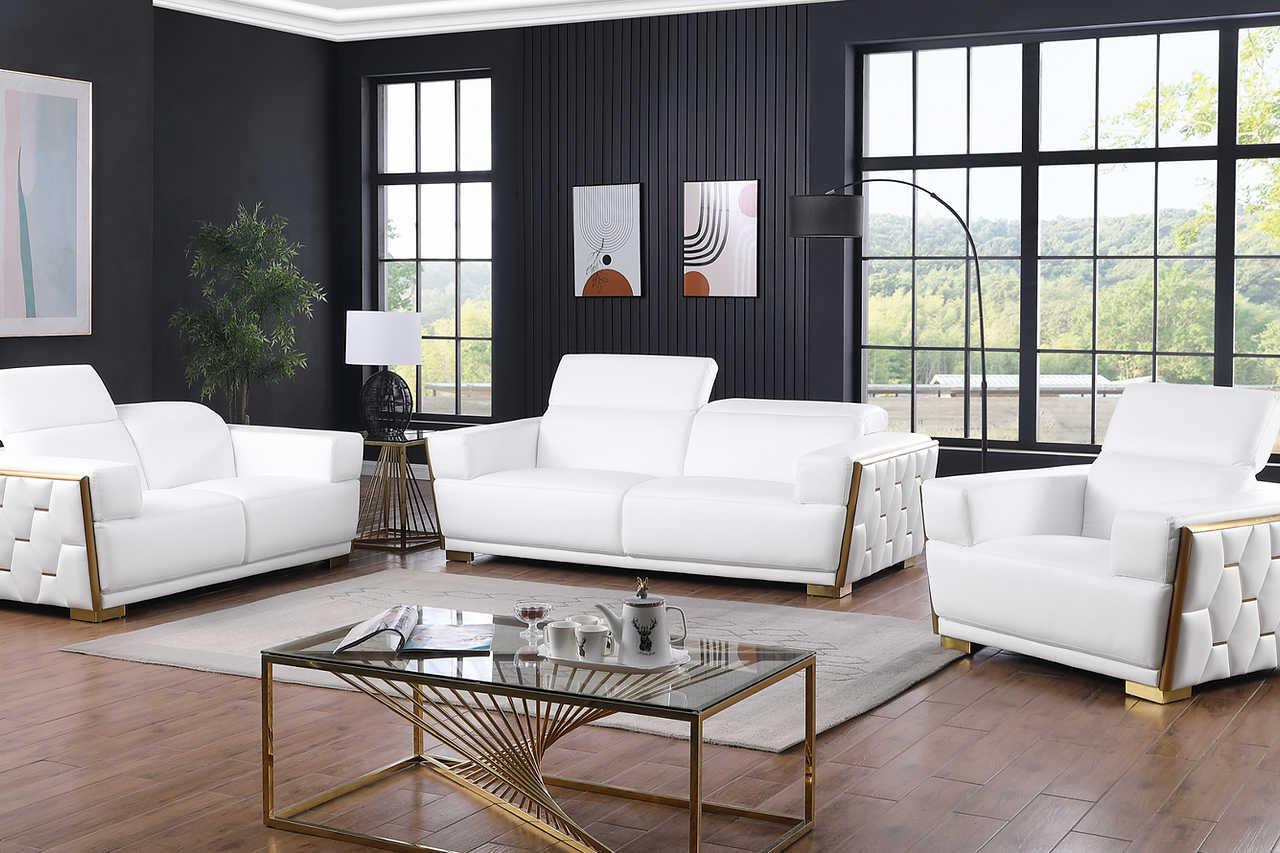 Hexor White Leather Living Room Set