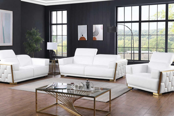 Hexor White Leather Living Room Set