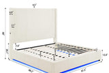 Belinda Beige LED Upholstered Platform King Bed