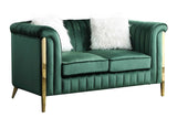 Fara Green/Gold With Silver Modern Contemporary Wood, Engineered Wood Velvet Sofa&Loveseat - Ella Furniture