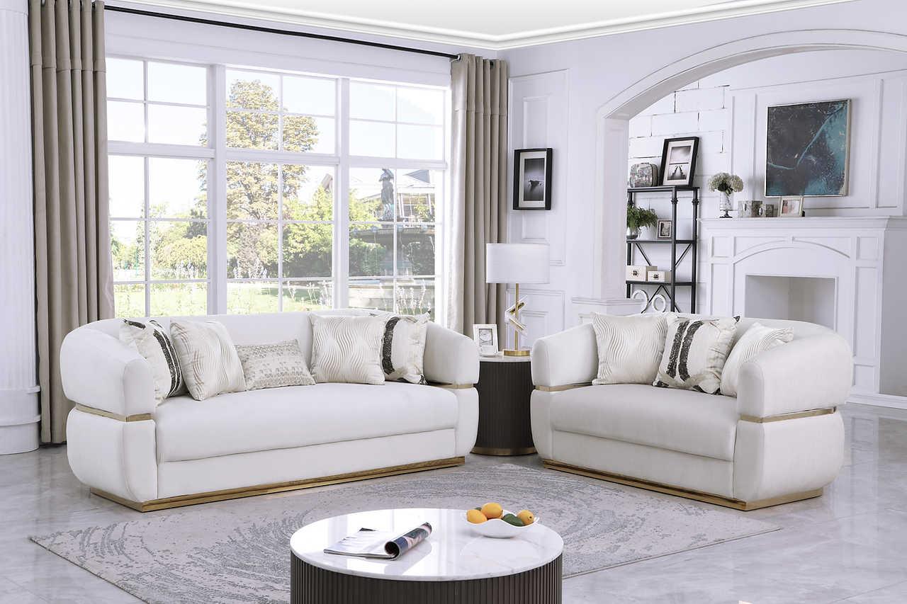 Carmela Cream Velvet Living Room Set