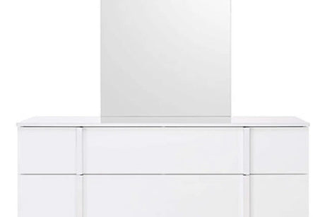 Antonella White Modern Contemporary High Gloss Lacquer Solid Wood LED Bedroom Set - Ella Furniture
